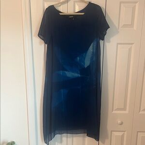 DKNY Navy Sheer Midi Dress